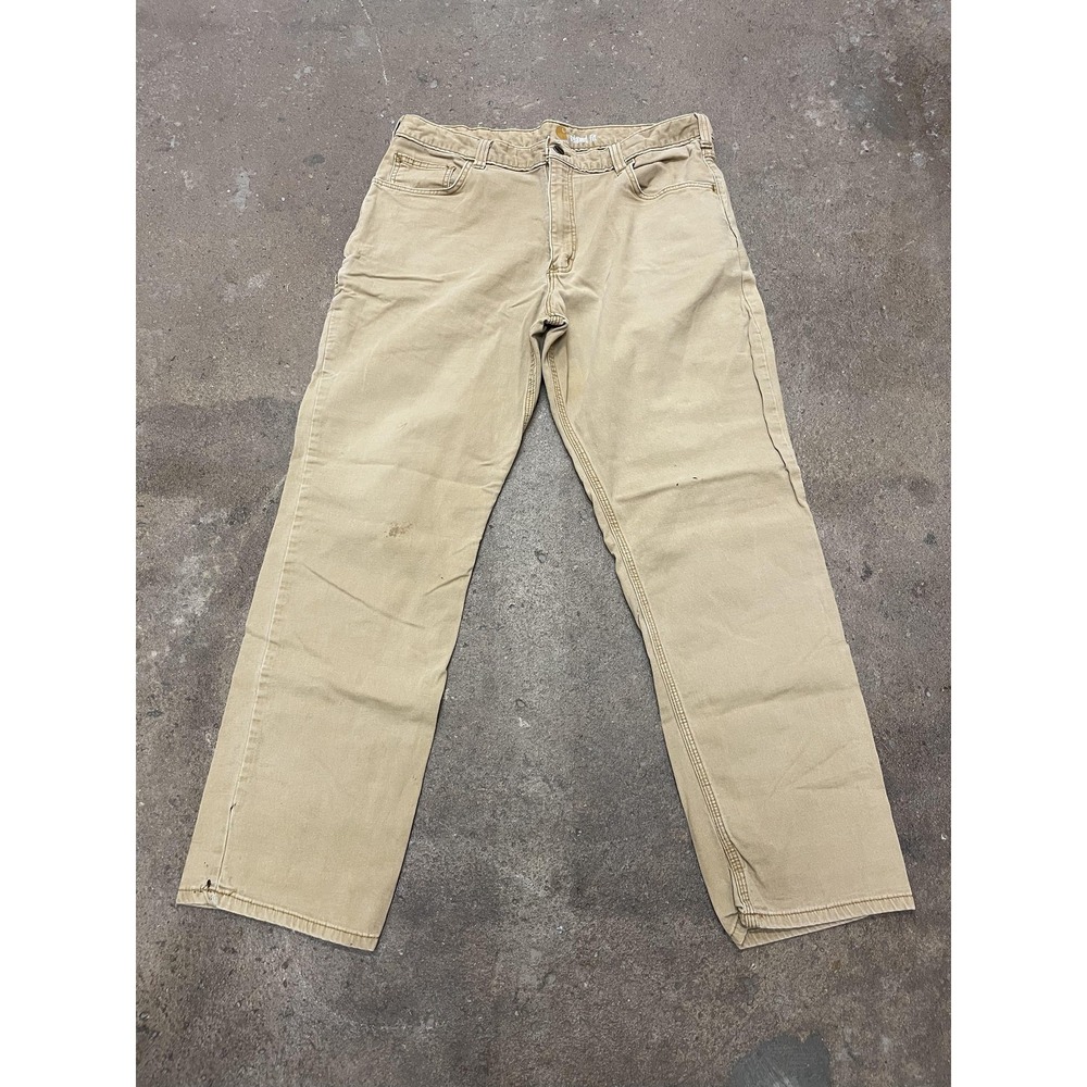 Carhartt Pants Mens 38x32 Khaki‎ Rugged Flex Rigby Relaxed Fit Work 102517-918